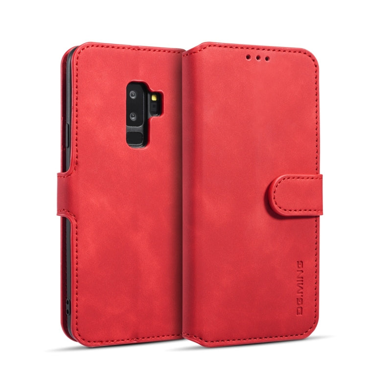 DG.MING Retro Oil Side Horizontal Flip Case with Holder & Card Slots & Wallet, compatible with Galaxy S9+