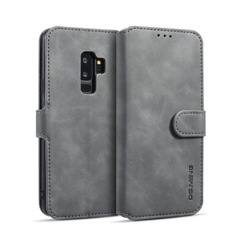 DG.MING Retro Oil Side Horizontal Flip Case with Holder & Card Slots & Wallet, compatible with Galaxy S9+