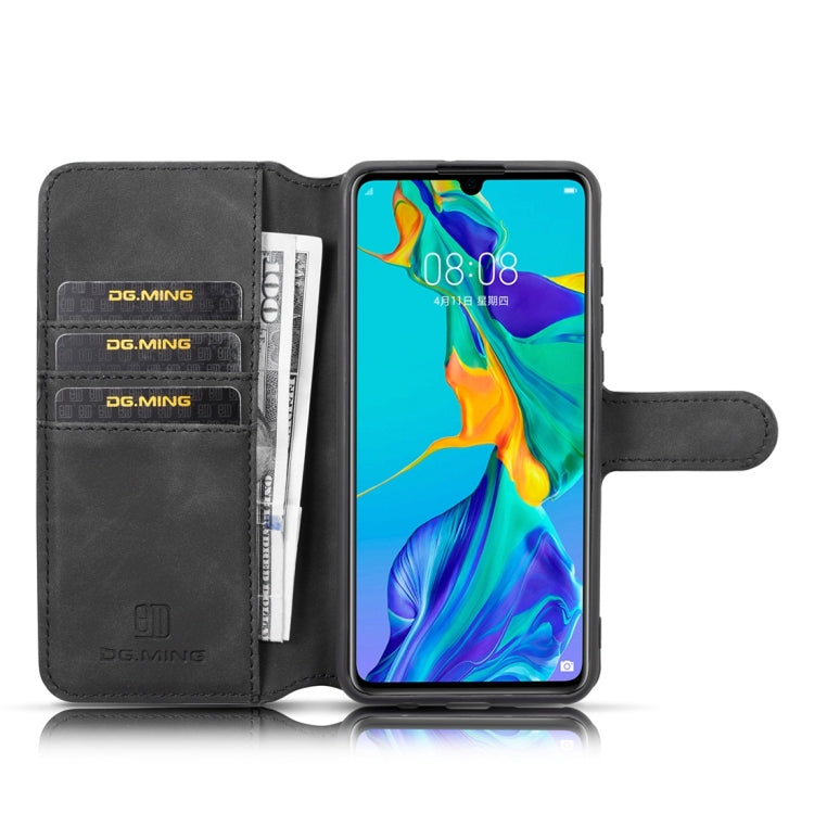 DG.MING Retro Oil Side Horizontal Flip Case with Holder & Card Slots & Wallet, compatible with Huawei P30 Lite
