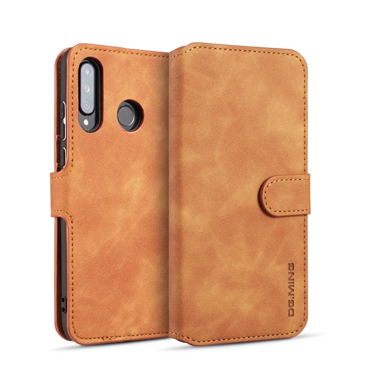 DG.MING Retro Oil Side Horizontal Flip Case with Holder & Card Slots & Wallet, compatible with Huawei P30 Lite