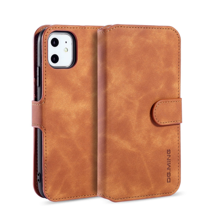DG.MING Retro Oil Side Horizontal Flip Case with Holder & Card Slots & Wallet compatible with iPhone, Compatible with iPhone 11 (2019)