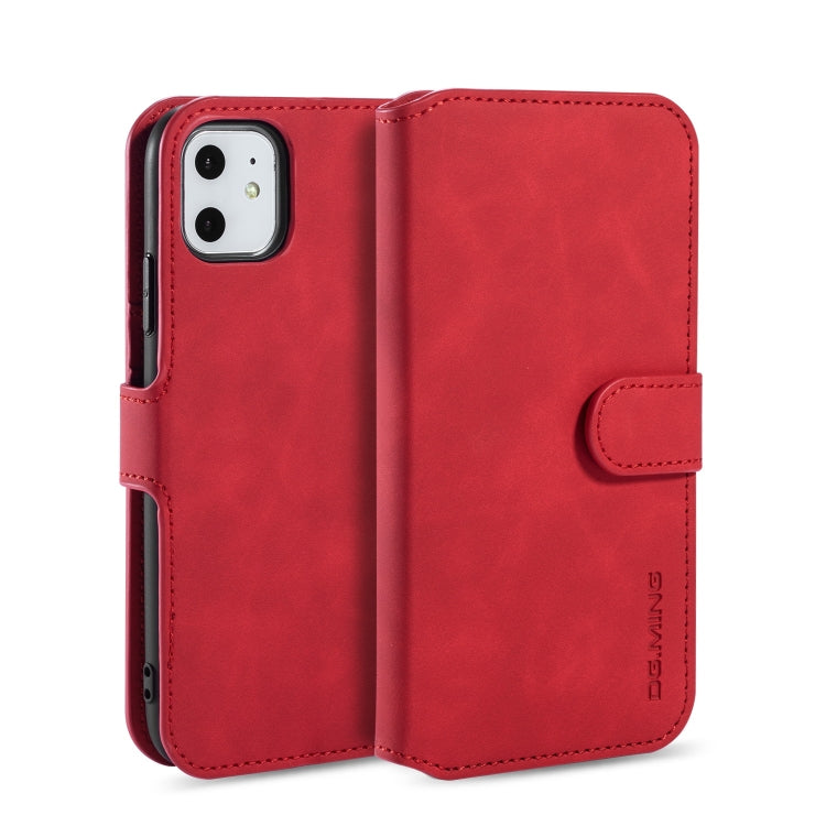 DG.MING Retro Oil Side Horizontal Flip Case with Holder & Card Slots & Wallet compatible with iPhone, Compatible with iPhone 11