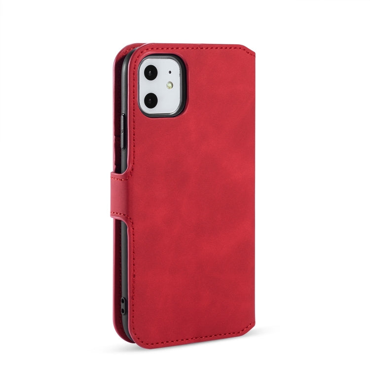 DG.MING Retro Oil Side Horizontal Flip Case with Holder & Card Slots & Wallet compatible with iPhone, Compatible with iPhone 11