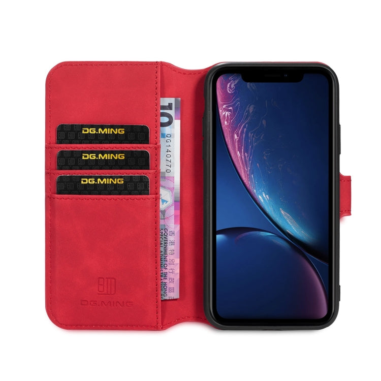 DG.MING Retro Oil Side Horizontal Flip Case with Holder & Card Slots & Wallet compatible with iPhone, Compatible with iPhone 11