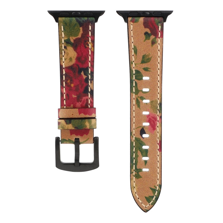 Retro Head-layer Cowhide Genuine Leather Watchband Compatible with Apple Watch Series 6 & SE & 5 & 4 44mm / 3 & 2 & 1 42mm, Compatible with Apple Watch Series 7 45mm / 6 & SE & 5 & 4 44mm / 3 & 2 & 1 42mm