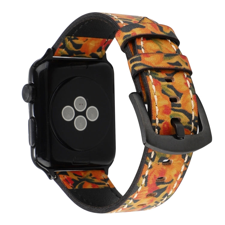 Retro Head-layer Cowhide Genuine Leather Watchband Compatible with Apple Watch Series 6 & SE & 5 & 4 44mm / 3 & 2 & 1 42mm, Compatible with Apple Watch Ultra 49mm / Series 8&7 45mm / SE 2&6&SE&5&4 44mm / 3&2&1 42mm