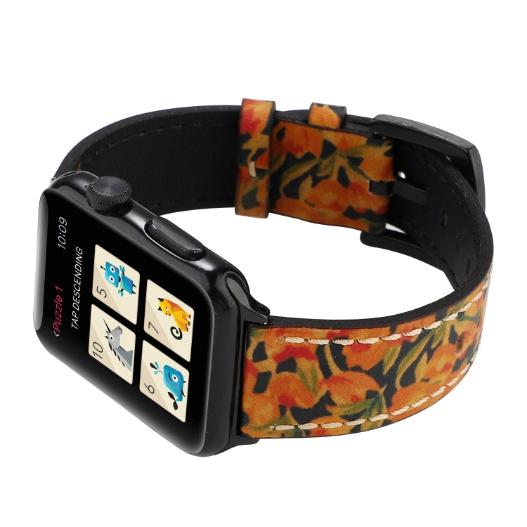 Retro Head-layer Cowhide Genuine Leather Watchband Compatible with Apple Watch Series 6 & SE & 5 & 4 44mm / 3 & 2 & 1 42mm, Compatible with Apple Watch Ultra 49mm / Series 8&7 45mm / SE 2&6&SE&5&4 44mm / 3&2&1 42mm