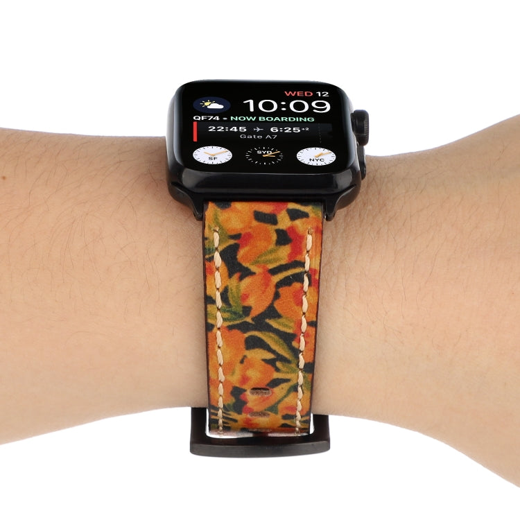 Retro Head-layer Cowhide Genuine Leather Watchband Compatible with Apple Watch Series 6 & SE & 5 & 4 44mm / 3 & 2 & 1 42mm, Compatible with Apple Watch Ultra 49mm / Series 8&7 45mm / SE 2&6&SE&5&4 44mm / 3&2&1 42mm