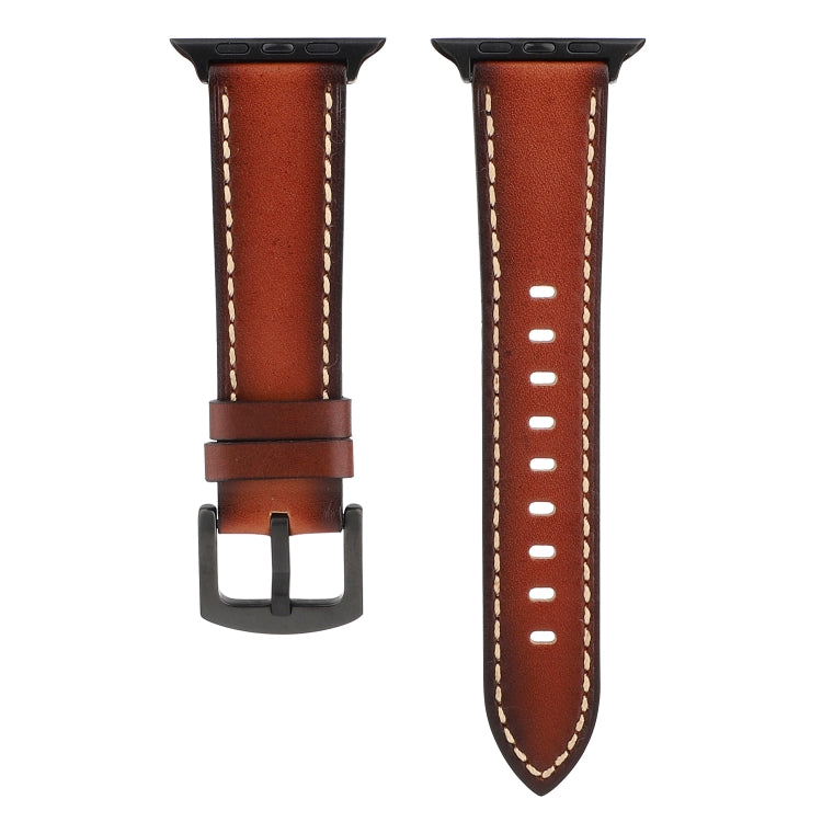 Retro Head-layer Cowhide Genuine Leather Watchband For Apple Watch Series 6 & SE & 5 & 4 40mm / 3 & 2 & 1 38mm
