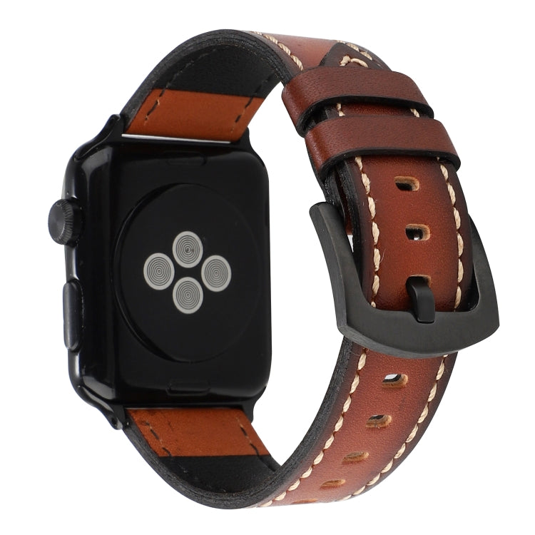 Retro Head-layer Cowhide Genuine Leather Watchband For Apple Watch Series 6 & SE & 5 & 4 40mm / 3 & 2 & 1 38mm