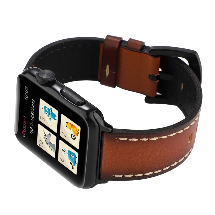 Retro Head-layer Cowhide Genuine Leather Watchband For Apple Watch Series 6 & SE & 5 & 4 40mm / 3 & 2 & 1 38mm