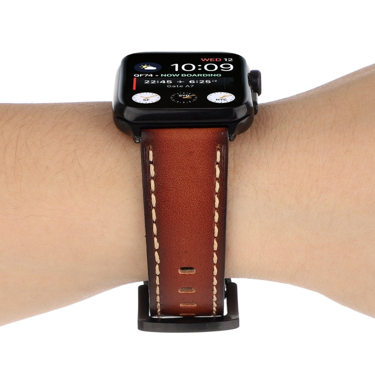 Retro Head-layer Cowhide Genuine Leather Watchband For Apple Watch Series 6 & SE & 5 & 4 40mm / 3 & 2 & 1 38mm