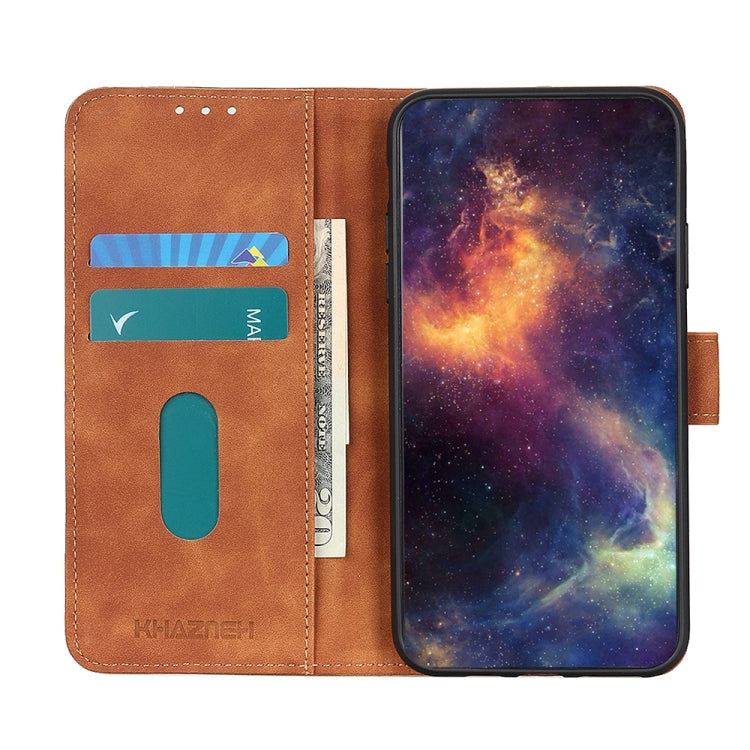 KHAZNEH Retro Texture PU + TPU Horizontal Flip Leather Case with Holder & Card Slots & Wallet, Compatible with OPPO A15