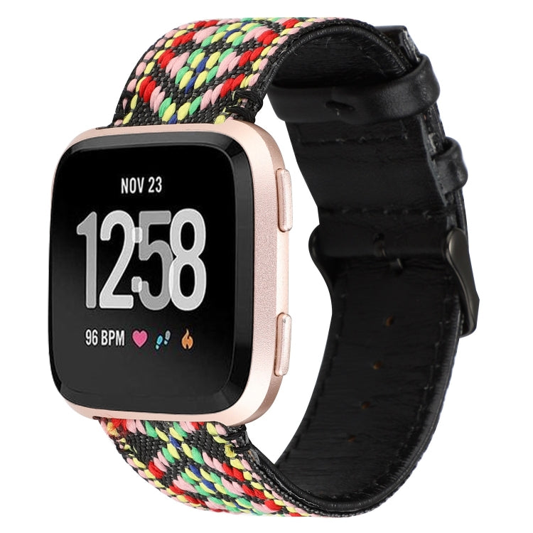 Compatible with Fitbit Versa Ethnic Style Genuine Leather Strap