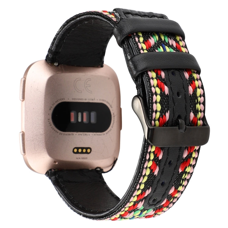 Compatible with Fitbit Versa Ethnic Style Genuine Leather Strap