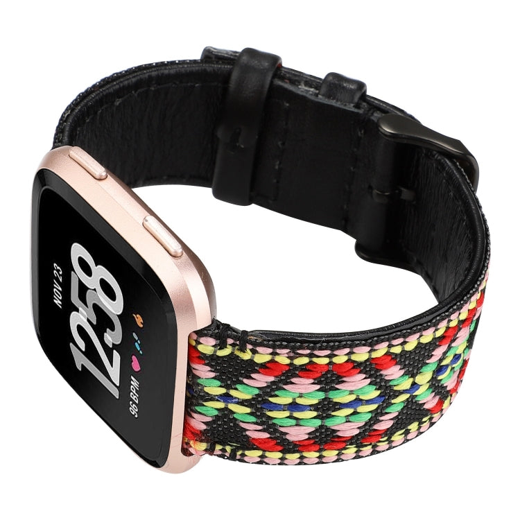 Compatible with Fitbit Versa Ethnic Style Genuine Leather Strap