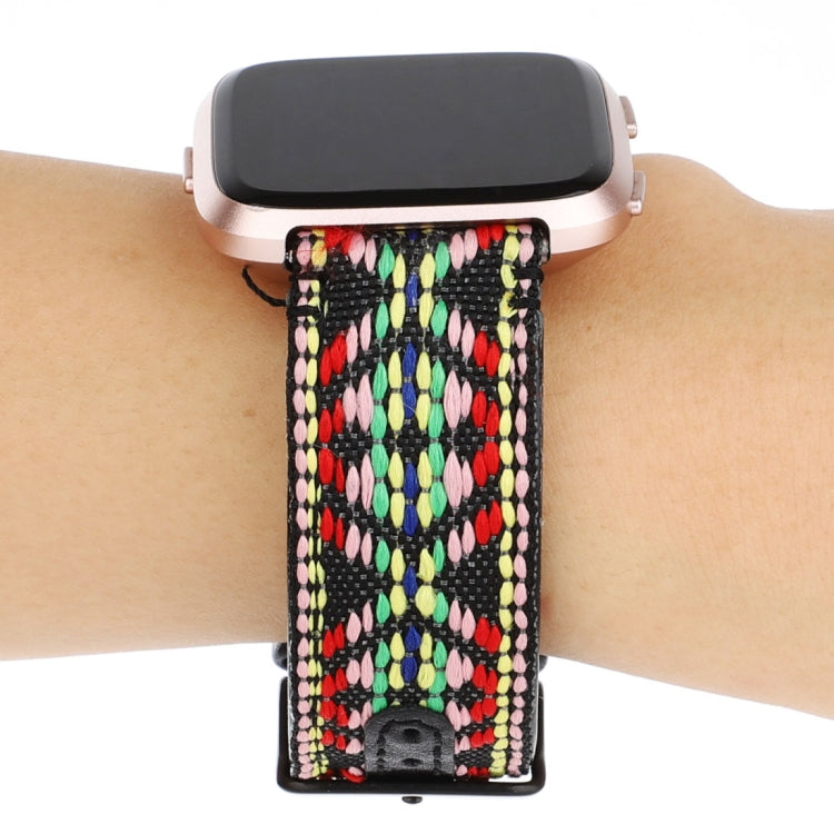 Compatible with Fitbit Versa Ethnic Style Genuine Leather Strap