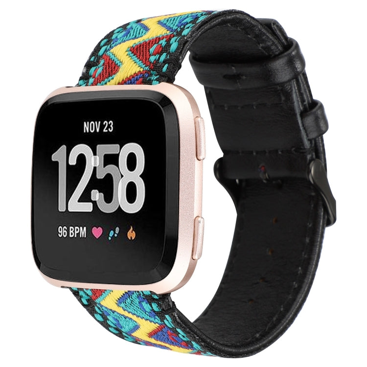Compatible with Fitbit Versa Ethnic Style Genuine Leather Strap