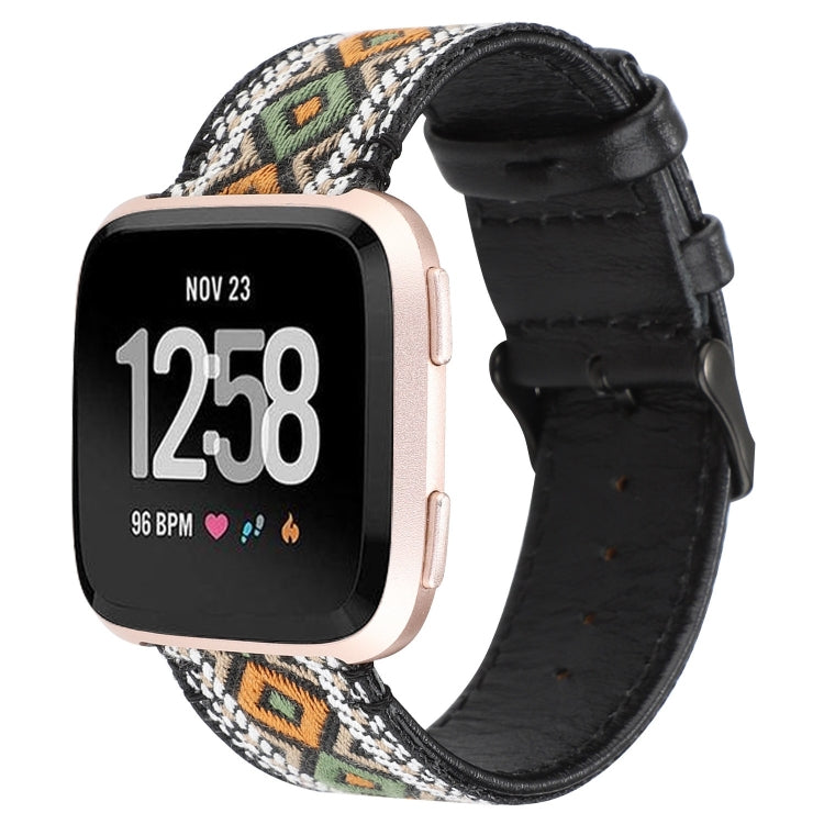Compatible with Fitbit Versa Ethnic Style Genuine Leather Strap