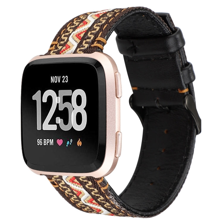 Compatible with Fitbit Versa Ethnic Style Genuine Leather Strap