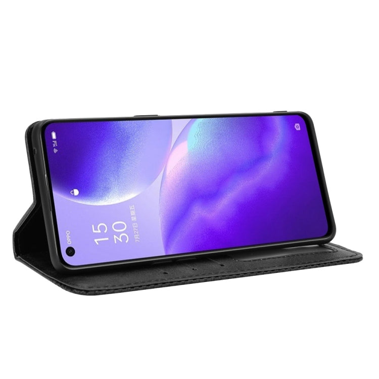 Magnetic Buckle Retro Crazy Horse Texture Horizontal Flip Leather Case with Holder & Card Slots & Photo Frame, Compatible with OPPO Reno5 5G