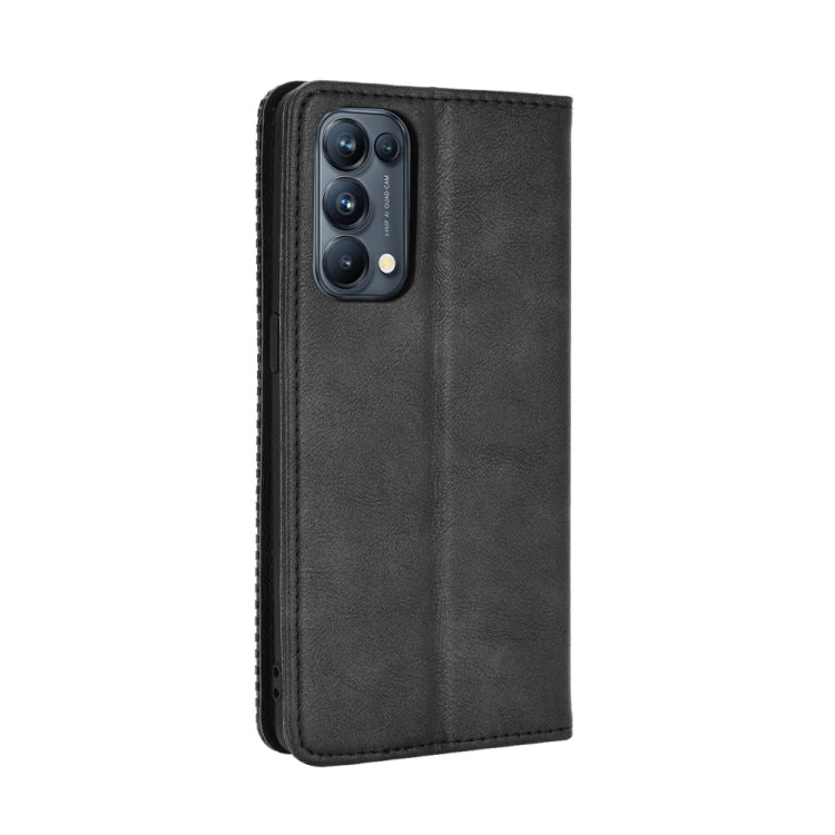 Magnetic Buckle Retro Crazy Horse Texture Horizontal Flip Leather Case with Holder & Card Slots & Photo Frame, Compatible with OPPO Reno5 Pro 5G