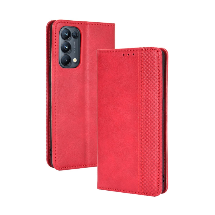 Magnetic Buckle Retro Crazy Horse Texture Horizontal Flip Leather Case with Holder & Card Slots & Photo Frame, Compatible with OPPO Reno5 Pro 5G