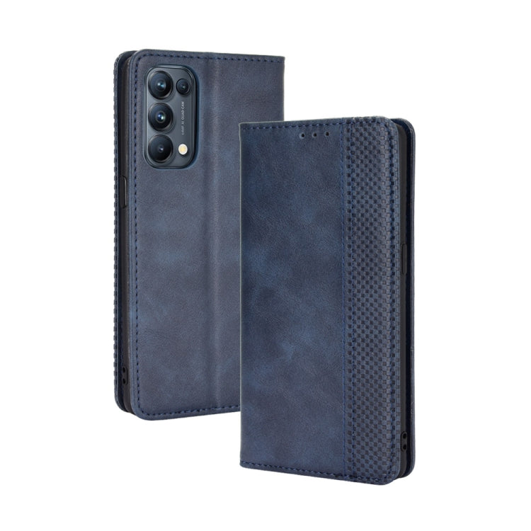 Magnetic Buckle Retro Crazy Horse Texture Horizontal Flip Leather Case with Holder & Card Slots & Photo Frame, Compatible with OPPO Reno5 Pro 5G