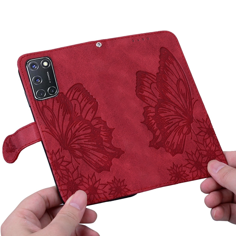 Retro Skin Feel Butterflies Embossing Horizontal Flip Leather Case with Holder & Card Slots & Wallet, Compatible with OPPO A52 / A72 / A92