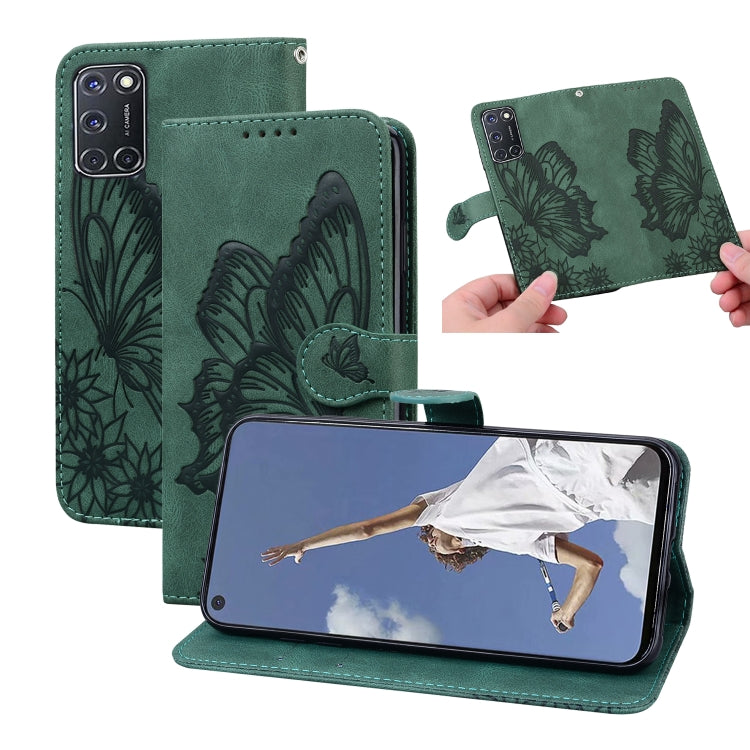 Retro Skin Feel Butterflies Embossing Horizontal Flip Leather Case with Holder & Card Slots & Wallet, Compatible with OPPO A52 / A72 / A92