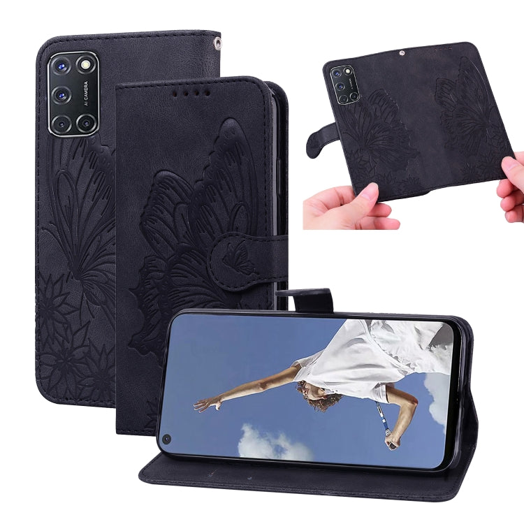 Retro Skin Feel Butterflies Embossing Horizontal Flip Leather Case with Holder & Card Slots & Wallet, Compatible with OPPO A52 / A72 / A92