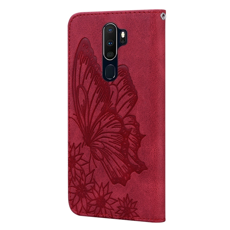 Retro Skin Feel Butterflies Embossing Horizontal Flip Leather Case with Holder & Card Slots & Wallet, Compatible with OPPO A9 (2020)