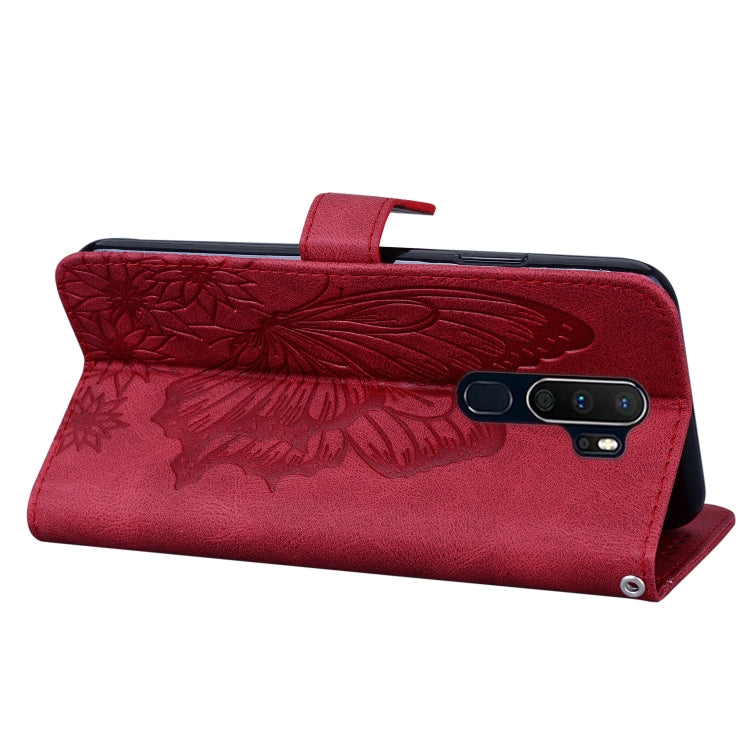 Retro Skin Feel Butterflies Embossing Horizontal Flip Leather Case with Holder & Card Slots & Wallet, Compatible with OPPO A9 (2020)