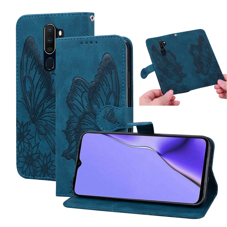 Retro Skin Feel Butterflies Embossing Horizontal Flip Leather Case with Holder & Card Slots & Wallet, Compatible with OPPO A9 (2020)