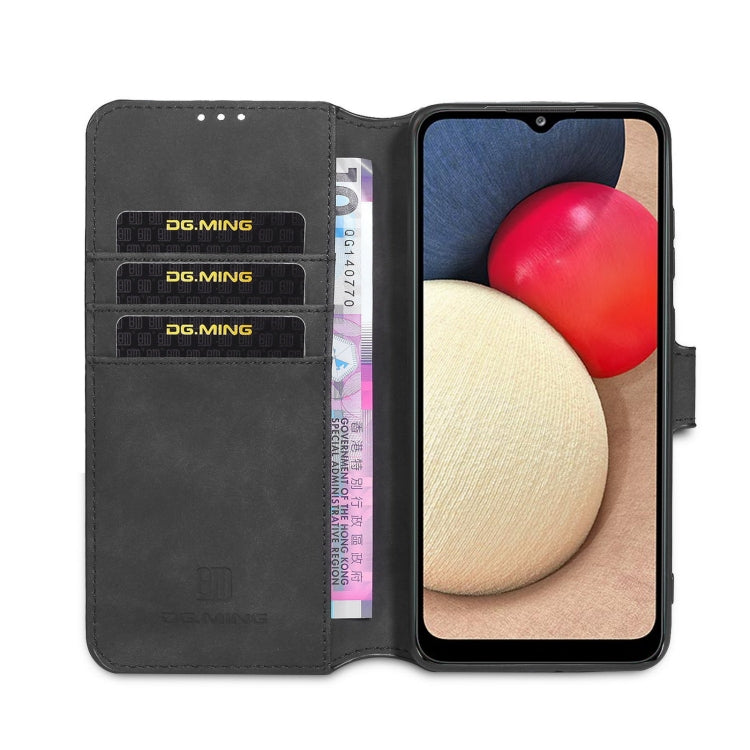 DG.MING Retro Oil Side Horizontal Flip Leather Case with Holder & Card Slots & Wallet, Compatible with samsung Galaxy A02s