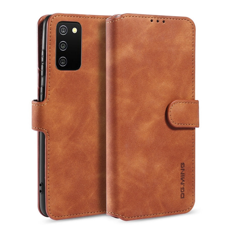 DG.MING Retro Oil Side Horizontal Flip Leather Case with Holder & Card Slots & Wallet, Compatible with samsung Galaxy A02s