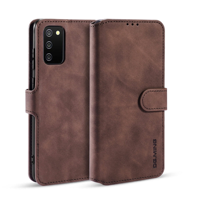 DG.MING Retro Oil Side Horizontal Flip Leather Case with Holder & Card Slots & Wallet, Compatible with samsung Galaxy A02s