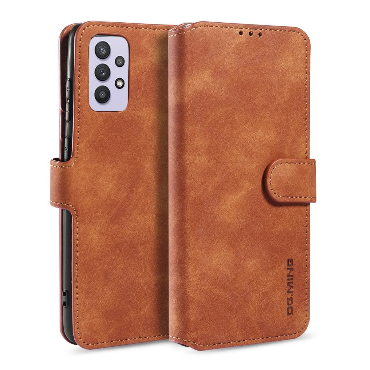 DG.MING Retro Oil Side Horizontal Flip Leather Case with Holder & Card Slots & Wallet, Compatible with samsung Galaxy A32 5G