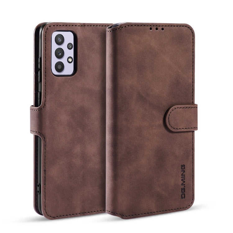 DG.MING Retro Oil Side Horizontal Flip Leather Case with Holder & Card Slots & Wallet, Compatible with samsung Galaxy A32 5G