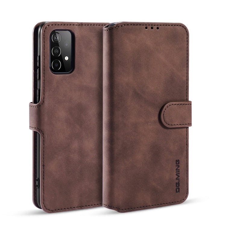 DG.MING Retro Oil Side Horizontal Flip Leather Case with Holder & Card Slots & Wallet, Compatible with samsung Galaxy A52 5G / 4G