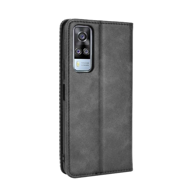 Magnetic Buckle Retro Crazy Horse Texture Horizontal Flip Leather Case with Holder & Card Slots & Photo Frame, Compatible with vivo Y51A ( 2021) / Y51 (2020) Overseas Version (India / Southeast Asia)