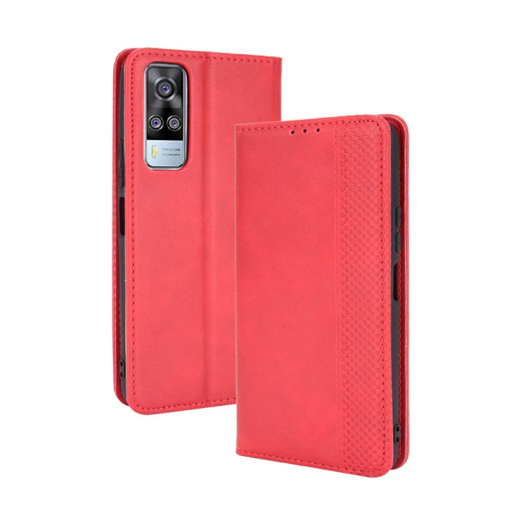 Magnetic Buckle Retro Crazy Horse Texture Horizontal Flip Leather Case with Holder & Card Slots & Photo Frame, Compatible with vivo Y51A ( 2021) / Y51 (2020) Overseas Version (India / Southeast Asia)