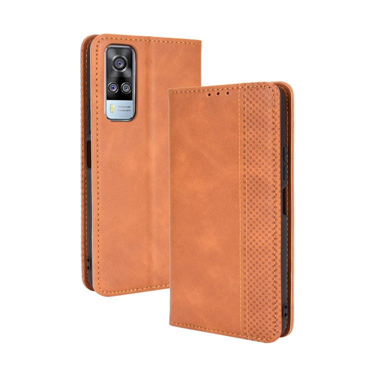 Magnetic Buckle Retro Crazy Horse Texture Horizontal Flip Leather Case with Holder & Card Slots & Photo Frame, Compatible with vivo Y51A ( 2021) / Y51 (2020) Overseas Version (India / Southeast Asia)