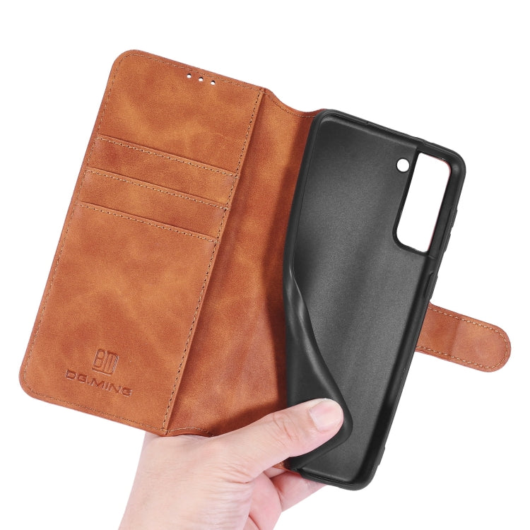 DG.MING Retro Oil Side Horizontal Flip Case with Holder & Card Slots & Wallet, Compatible with Samsung Galaxy S21+ 5G