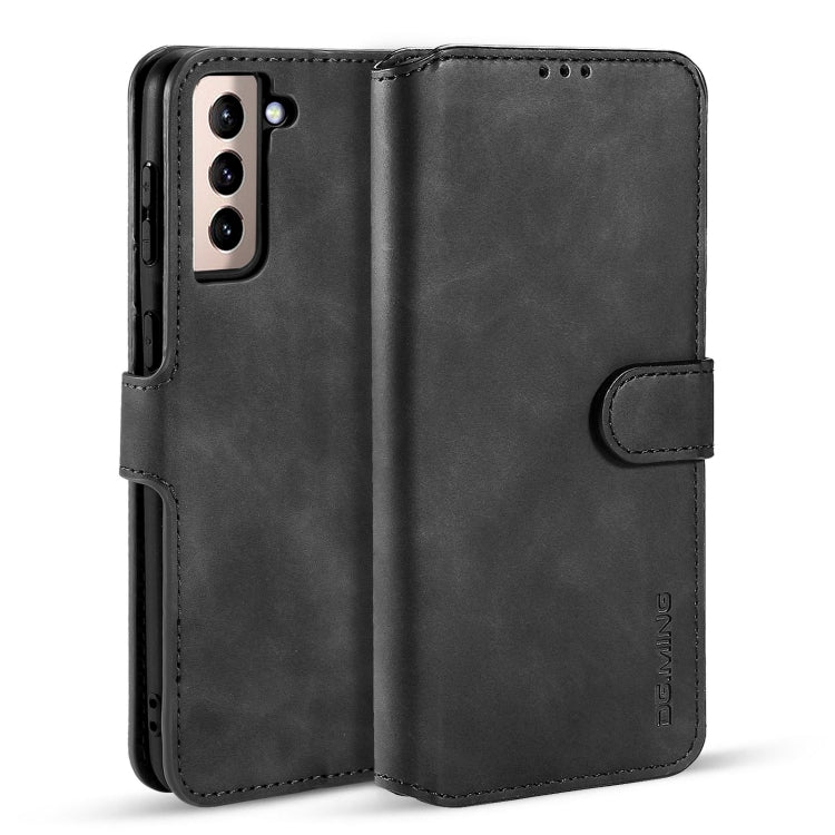 DG.MING Retro Oil Side Horizontal Flip Case with Holder & Card Slots & Wallet, Compatible with Samsung Galaxy S21+ 5G