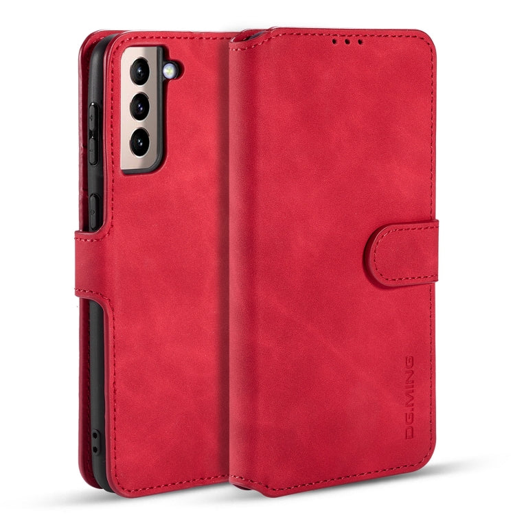 DG.MING Retro Oil Side Horizontal Flip Case with Holder & Card Slots & Wallet, Compatible with Samsung Galaxy S21+ 5G