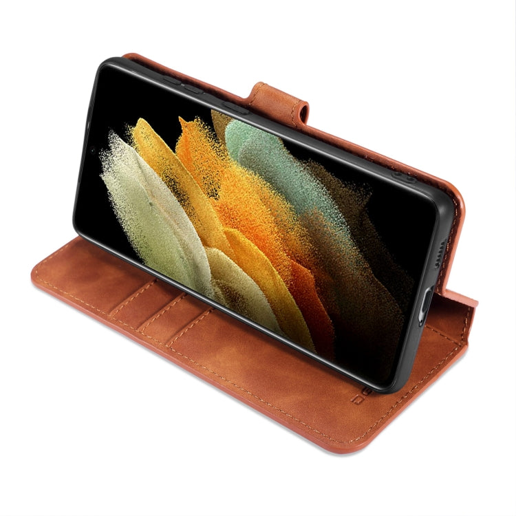 DG.MING Retro Oil Side Horizontal Flip Case with Holder & Card Slots & Wallet, Compatible with Samsung Galaxy S21 Ultra 5G