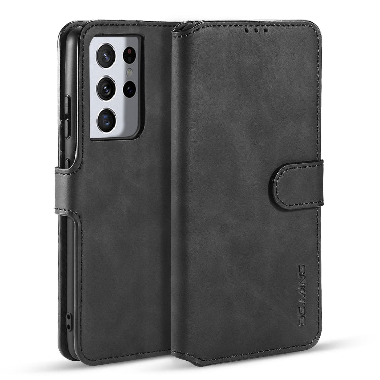DG.MING Retro Oil Side Horizontal Flip Case with Holder & Card Slots & Wallet, Compatible with Samsung Galaxy S21 Ultra 5G