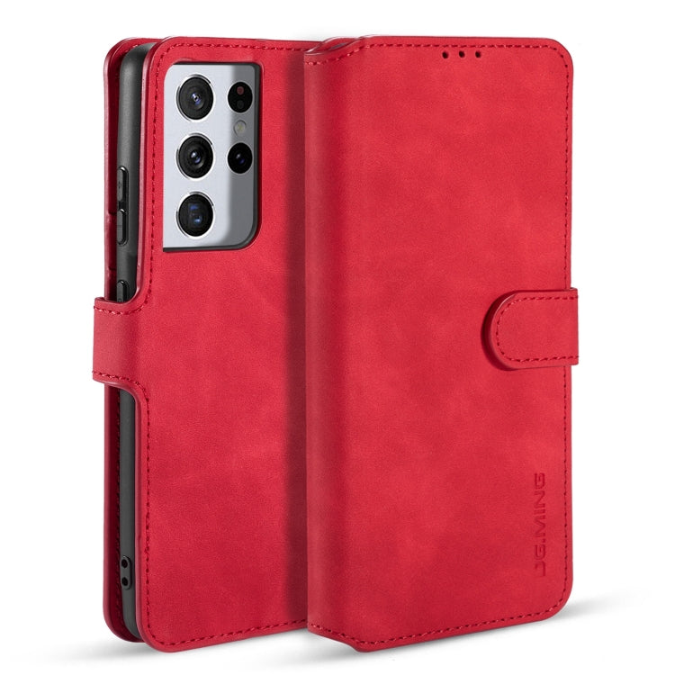 DG.MING Retro Oil Side Horizontal Flip Case with Holder & Card Slots & Wallet, Compatible with Samsung Galaxy S21 Ultra 5G
