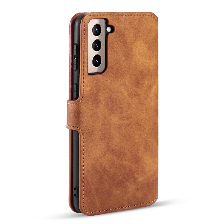 DG.MING Retro Oil Side Horizontal Flip Case with Holder & Card Slots & Wallet, Compatible with Samsung Galaxy S21 5G